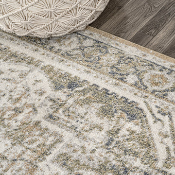 Keesha Bold Distressed Medallion Low-Pile Machine-Washable Area Rug